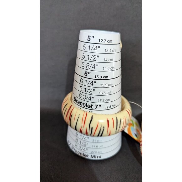 Anika Collection Resin Bangles With Red & Black Stripes set of 3 New bracelet - Picture 4 of 4